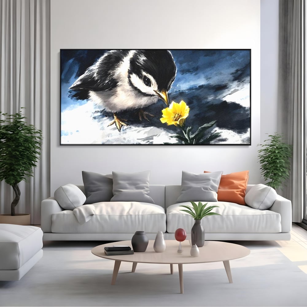 Tablou Canvas Premium, LuxCanva® M1013, Esenta Gingasiei, Pui, Floare, Inocenta, Copilarie, Puritate, Viata, Natura, Pasare, Fragil, Birou, Living, Camera Copii