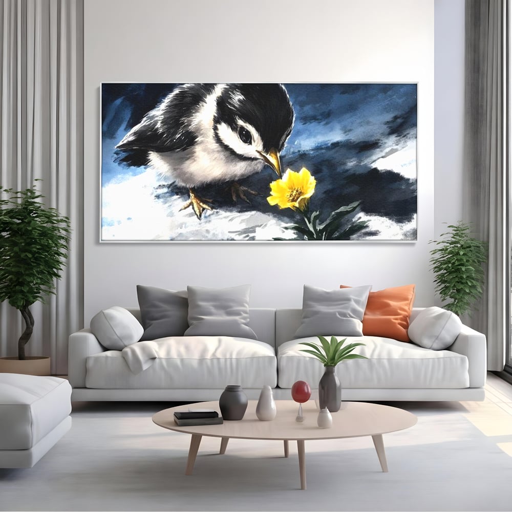 Tablou Canvas Premium, LuxCanva® M1013, Esenta Gingasiei, Pui, Floare, Inocenta, Copilarie, Puritate, Viata, Natura, Pasare, Fragil, Birou, Living, Camera Copii