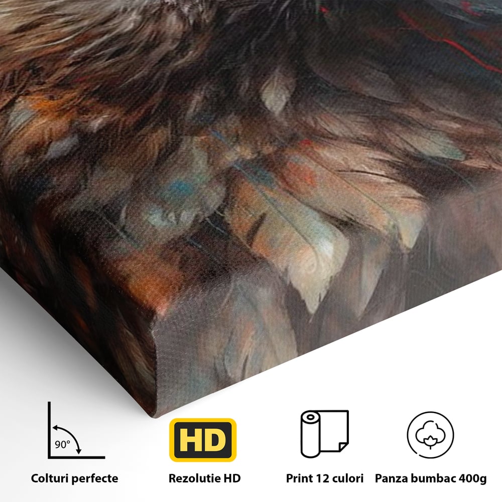 Tablou Canvas Premium, LuxCanva® M1014, Stapanul Orizontului, Vultur, Ochi, Putere, Maretie, Curaj, Motivational, Contrast, Salbaticie, Birou, Living, Camera Copii