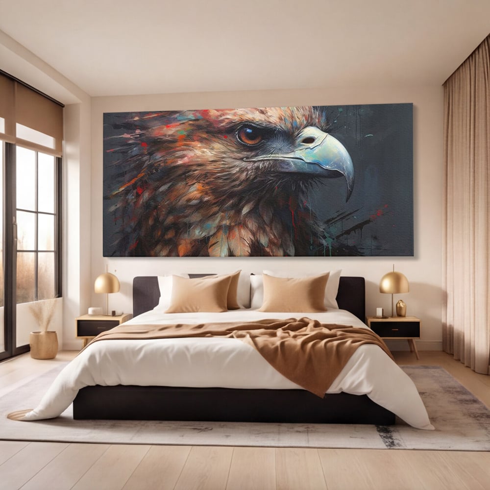 Tablou Canvas Premium, LuxCanva® M1014, Stapanul Orizontului, Vultur, Ochi, Putere, Maretie, Curaj, Motivational, Contrast, Salbaticie, Birou, Living, Camera Copii