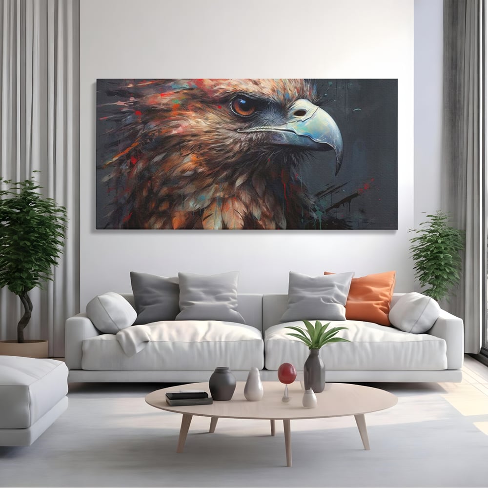 Tablou Canvas Premium, LuxCanva® M1014, Stapanul Orizontului, Vultur, Ochi, Putere, Maretie, Curaj, Motivational, Contrast, Salbaticie, Birou, Living, Camera Copii