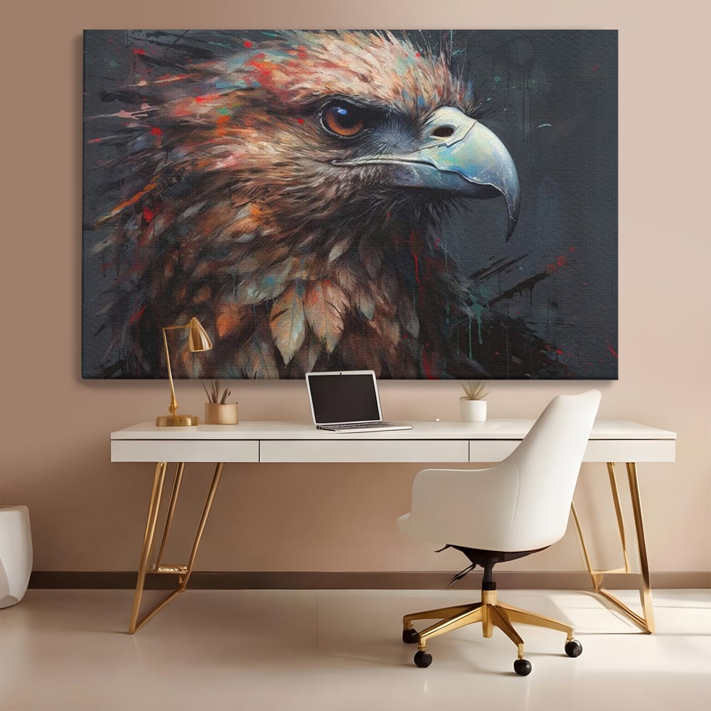 Tablou Canvas Premium, LuxCanva® M1014, Stapanul Orizontului, Vultur, Ochi, Putere, Maretie, Curaj, Motivational, Contrast, Salbaticie, Birou, Living, Camera Copii