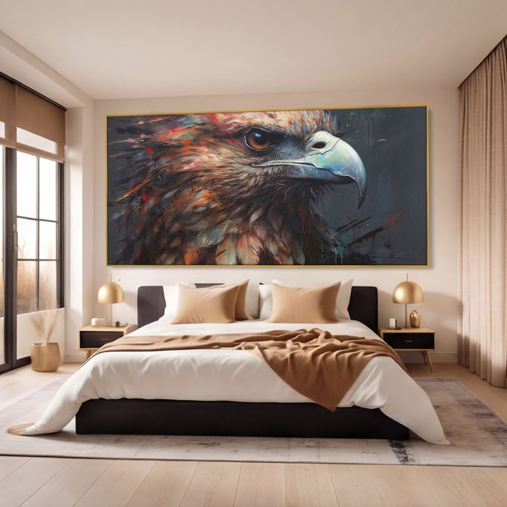 Tablou Canvas Premium, LuxCanva® M1014, Stapanul Orizontului, Vultur, Ochi, Putere, Maretie, Curaj, Motivational, Contrast, Salbaticie, Birou, Living, Camera Copii