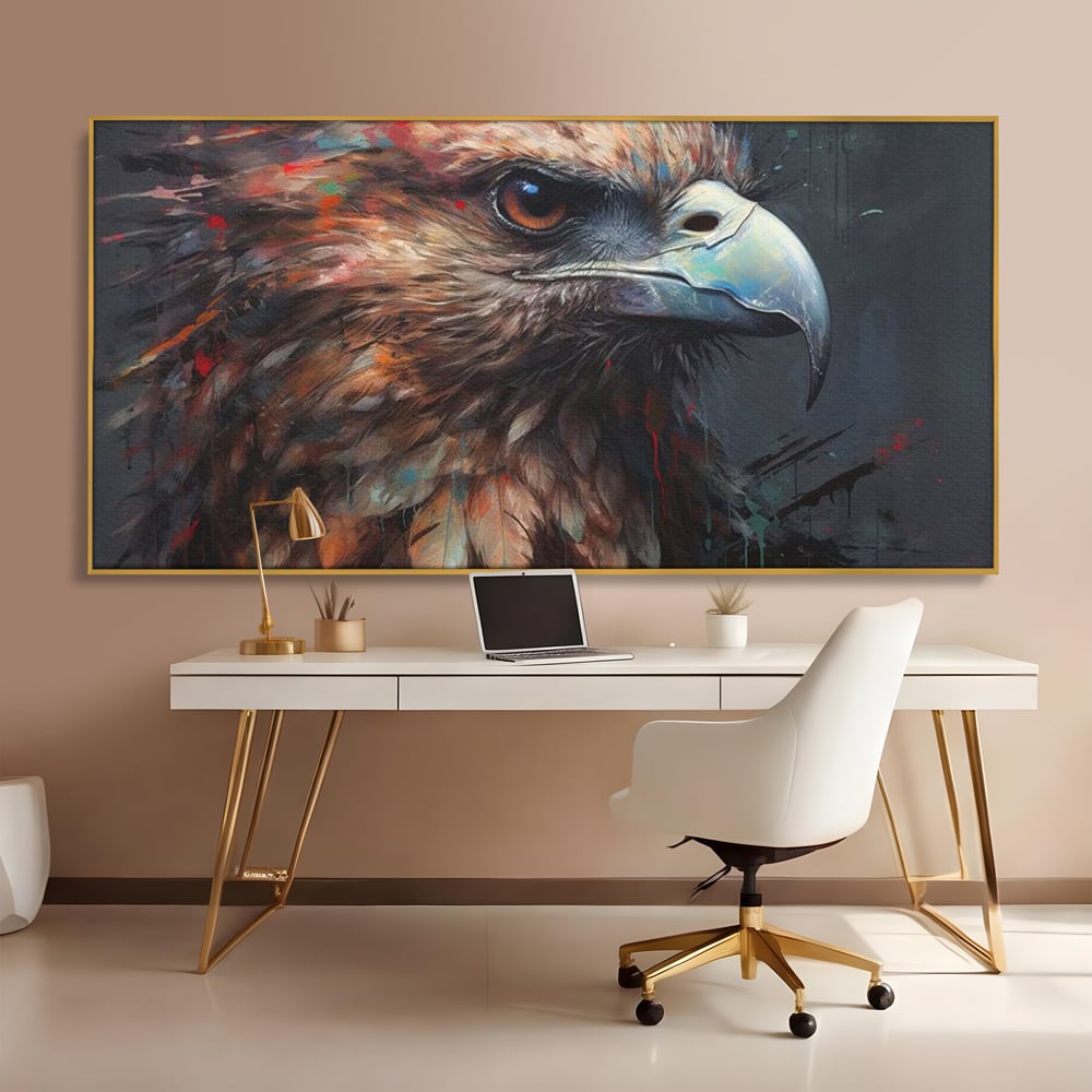 Tablou Canvas Premium, LuxCanva® M1014, Stapanul Orizontului, Vultur, Ochi, Putere, Maretie, Curaj, Motivational, Contrast, Salbaticie, Birou, Living, Camera Copii