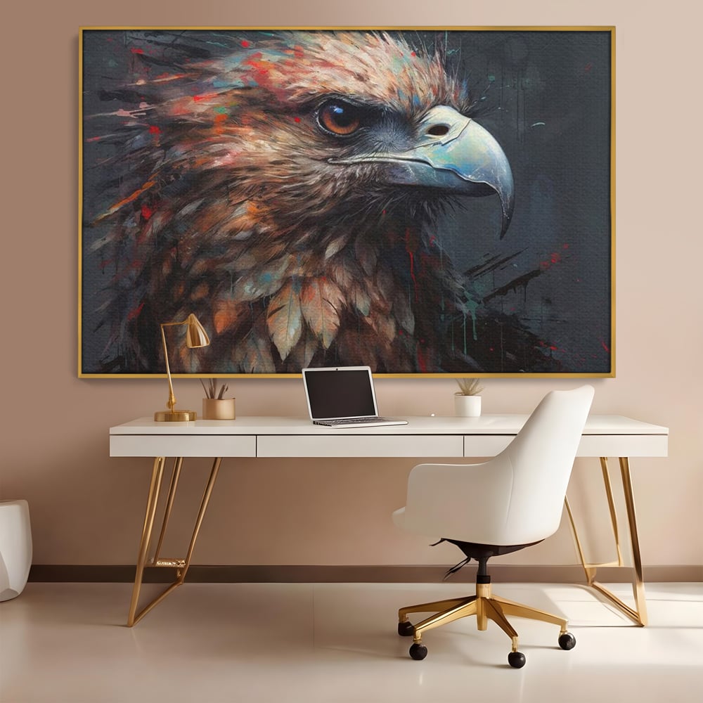 Tablou Canvas Premium, LuxCanva® M1014, Stapanul Orizontului, Vultur, Ochi, Putere, Maretie, Curaj, Motivational, Contrast, Salbaticie, Birou, Living, Camera Copii