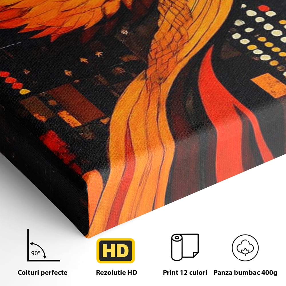 Tablou Canvas Premium, LuxCanva® M1016, Ascensiunea Phoenixului, Renastere, Aripi, Flacari, Pasare, Zbor, Mitologie, Eleganta, Birou, Living, Camera Copii