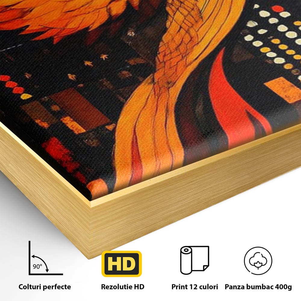 Tablou Canvas Premium, LuxCanva® M1016, Ascensiunea Phoenixului, Renastere, Aripi, Flacari, Pasare, Zbor, Mitologie, Eleganta, Birou, Living, Camera Copii