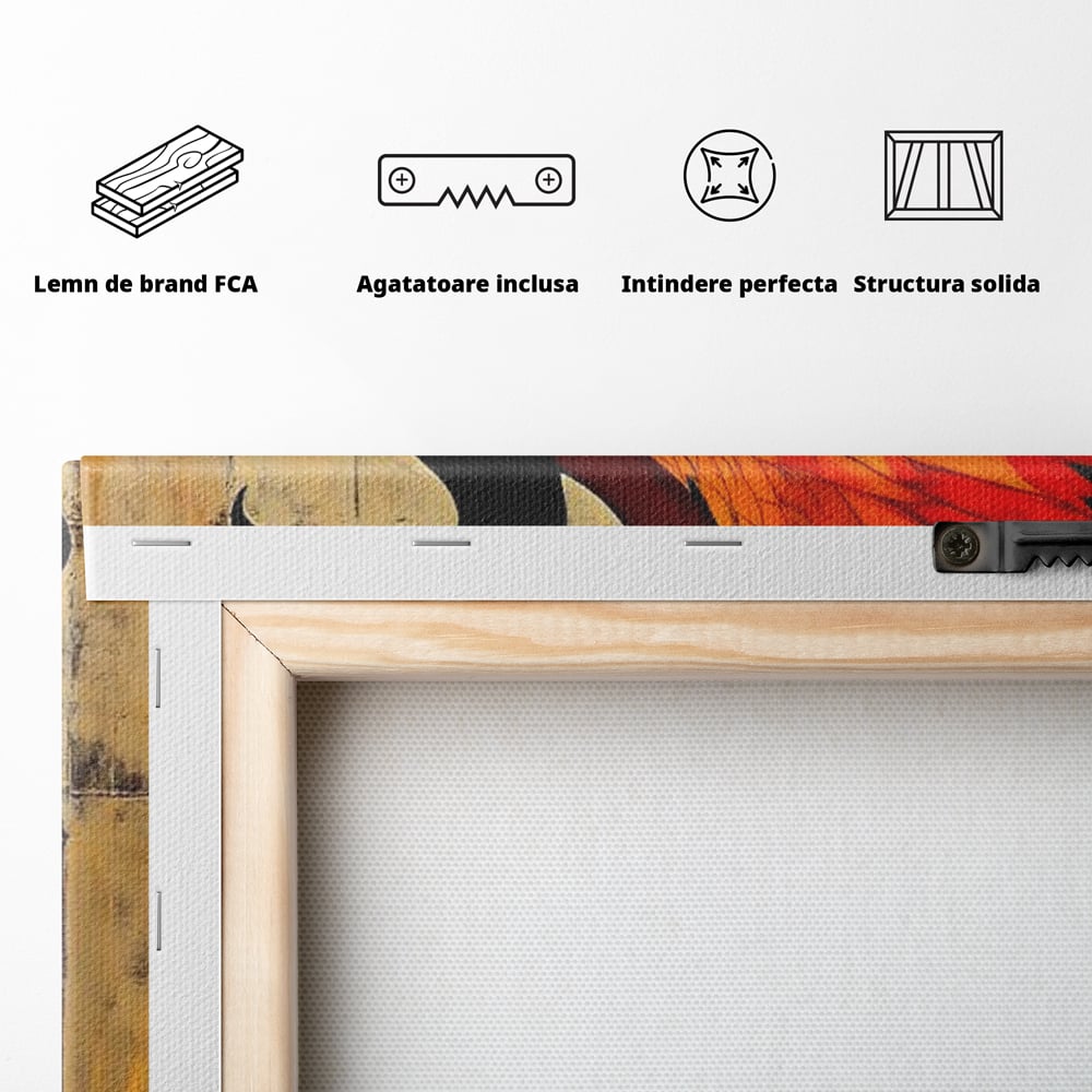 Tablou Canvas Premium, LuxCanva® M1016, Ascensiunea Phoenixului, Renastere, Aripi, Flacari, Pasare, Zbor, Mitologie, Eleganta, Birou, Living, Camera Copii
