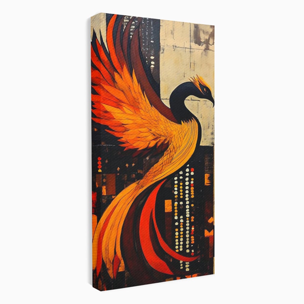 Tablou Canvas Premium, LuxCanva® M1016, Ascensiunea Phoenixului, Renastere, Aripi, Flacari, Pasare, Zbor, Mitologie, Eleganta, Birou, Living, Camera Copii