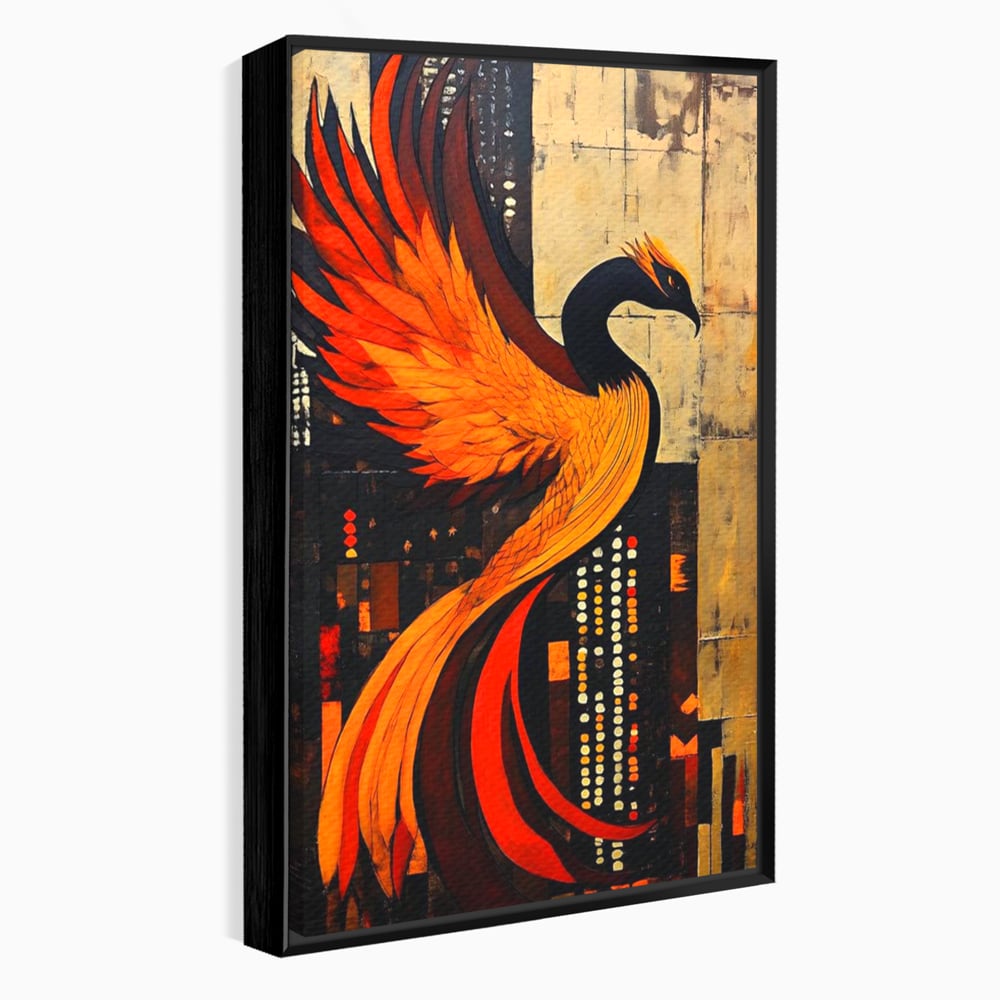 Tablou Canvas Premium, LuxCanva® M1016, Ascensiunea Phoenixului, Renastere, Aripi, Flacari, Pasare, Zbor, Mitologie, Eleganta, Birou, Living, Camera Copii