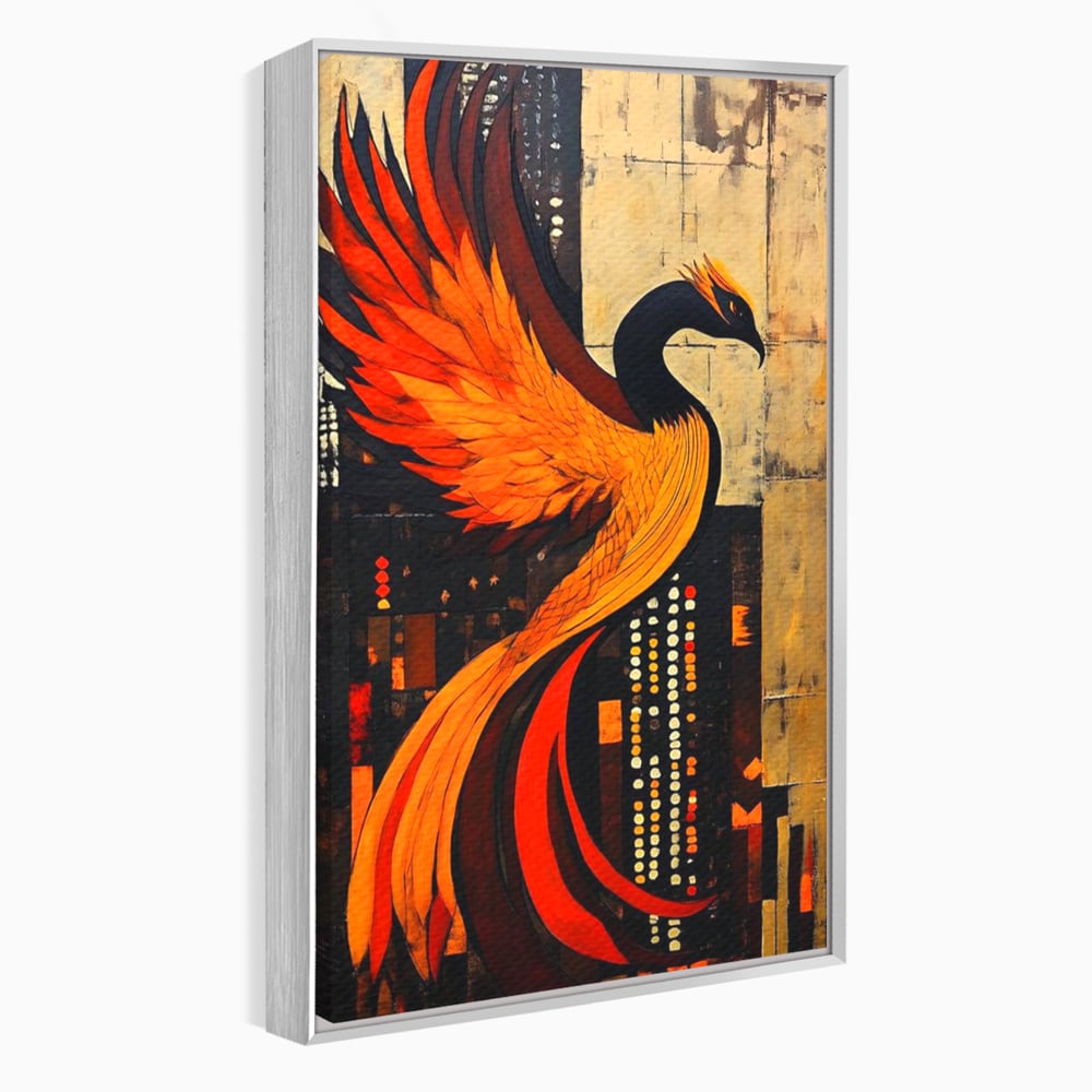 Tablou Canvas Premium, LuxCanva® M1016, Ascensiunea Phoenixului, Renastere, Aripi, Flacari, Pasare, Zbor, Mitologie, Eleganta, Birou, Living, Camera Copii