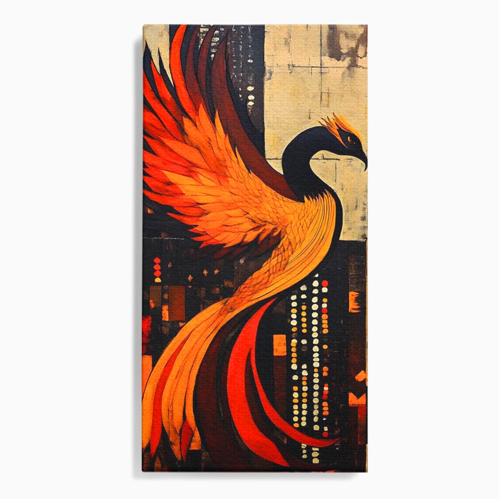 Tablou Canvas Premium, LuxCanva® M1016, Ascensiunea Phoenixului, Renastere, Aripi, Flacari, Pasare, Zbor, Mitologie, Eleganta, Birou, Living, Camera Copii