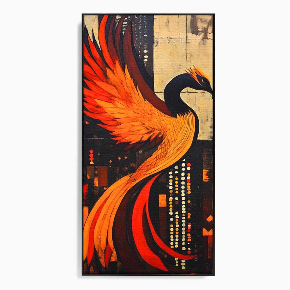 Tablou Canvas Premium, LuxCanva® M1016, Ascensiunea Phoenixului, Renastere, Aripi, Flacari, Pasare, Zbor, Mitologie, Eleganta, Birou, Living, Camera Copii