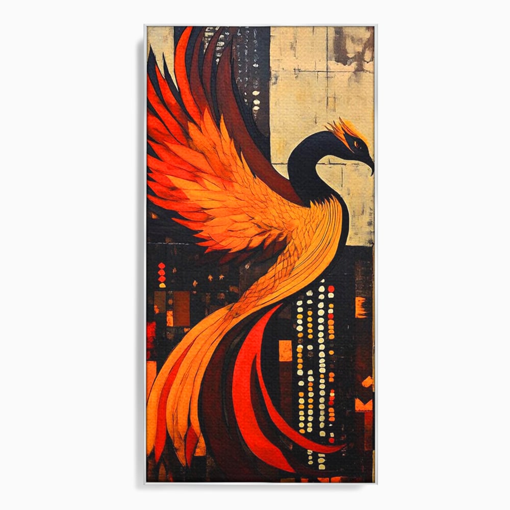 Tablou Canvas Premium, LuxCanva® M1016, Ascensiunea Phoenixului, Renastere, Aripi, Flacari, Pasare, Zbor, Mitologie, Eleganta, Birou, Living, Camera Copii