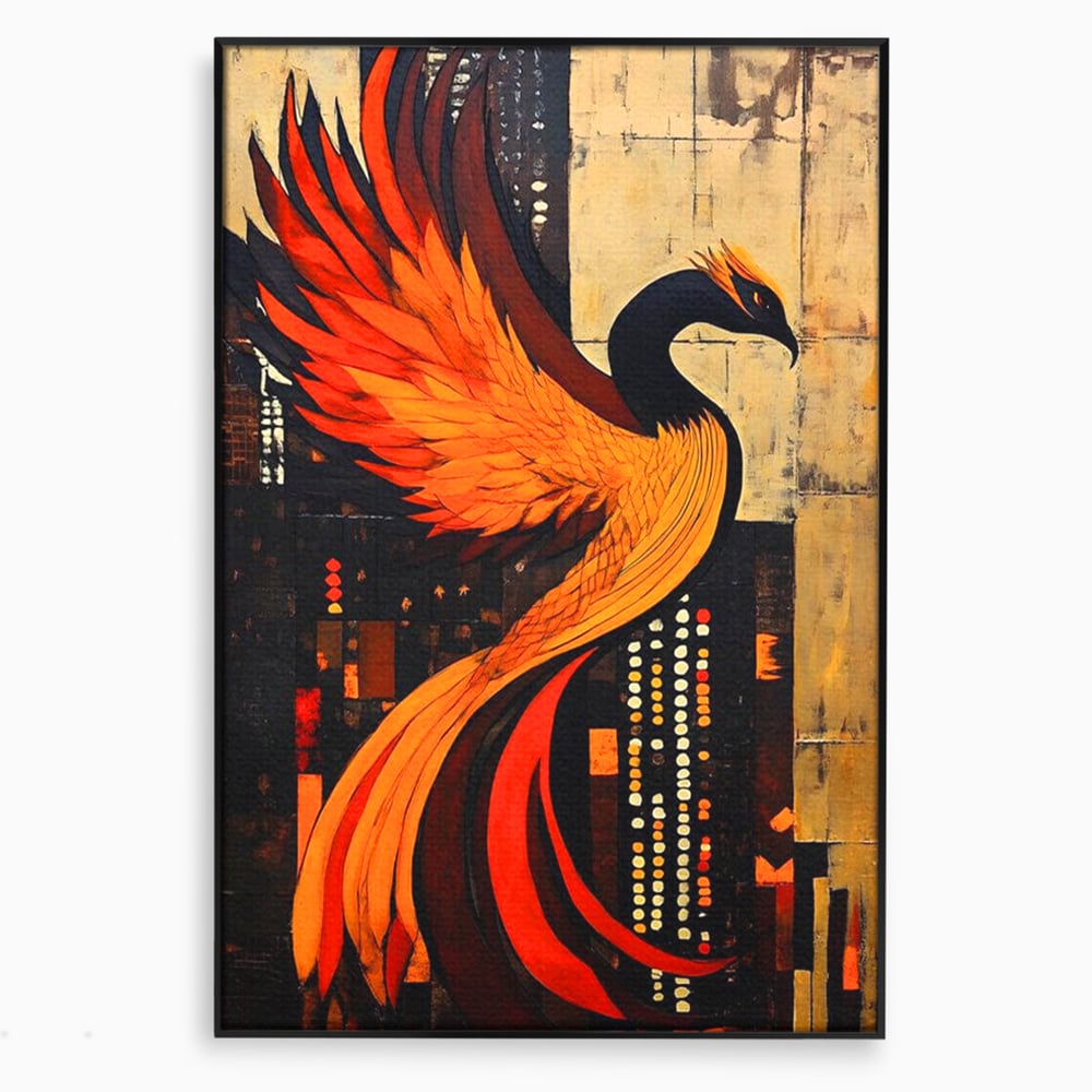 Tablou Canvas Premium, LuxCanva® M1016, Ascensiunea Phoenixului, Renastere, Aripi, Flacari, Pasare, Zbor, Mitologie, Eleganta, Birou, Living, Camera Copii