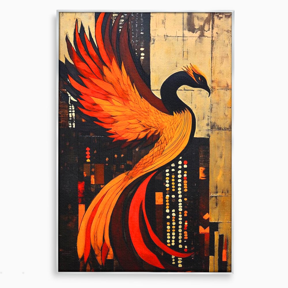 Tablou Canvas Premium, LuxCanva® M1016, Ascensiunea Phoenixului, Renastere, Aripi, Flacari, Pasare, Zbor, Mitologie, Eleganta, Birou, Living, Camera Copii