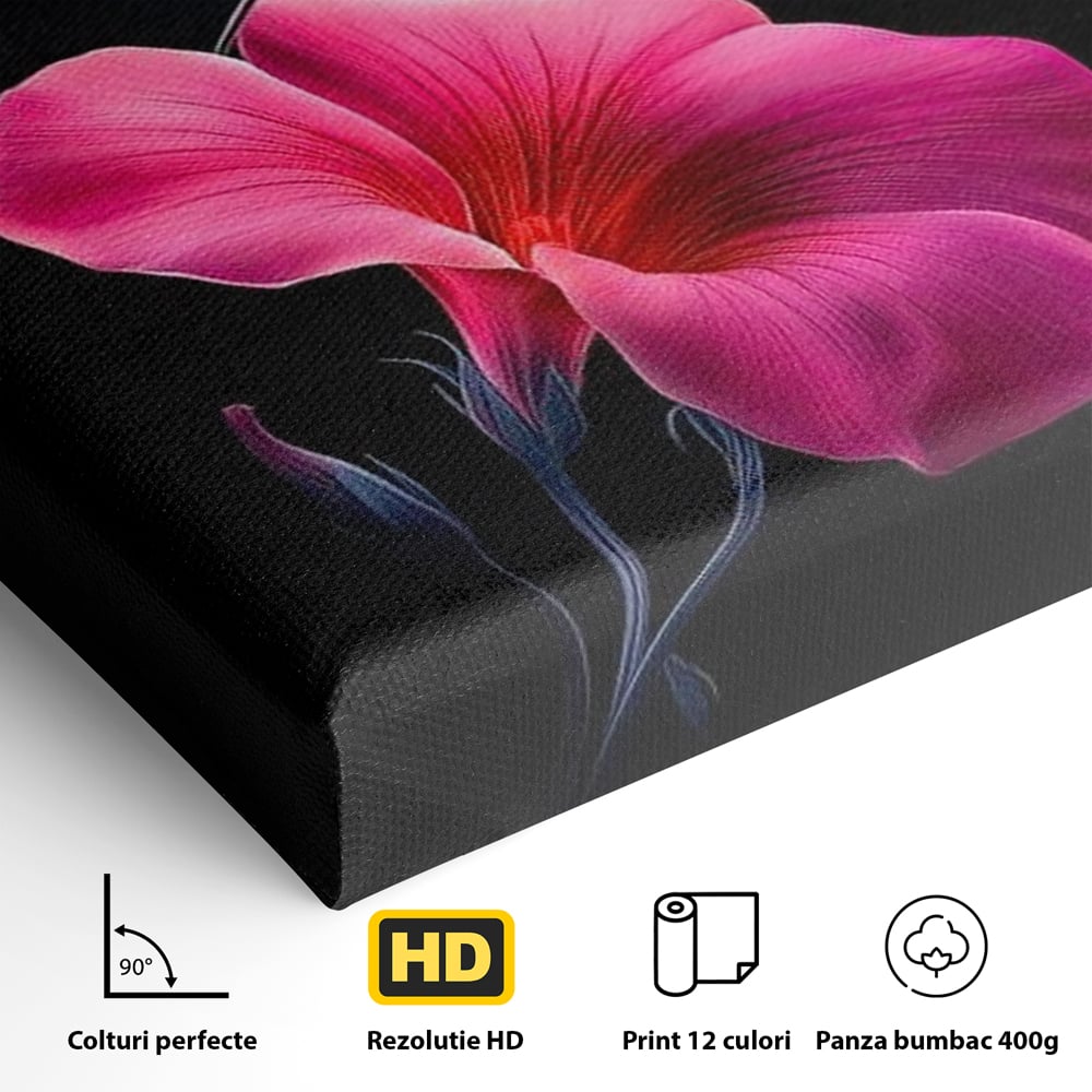 Tablou Canvas Premium, LuxCanva® M1017, Zbor catre Nectarul Vietii, Colibri, Pasare, Pastel, Floare, Petale, Natura, Contrast, Magie, Birou, Living, Camera Copii