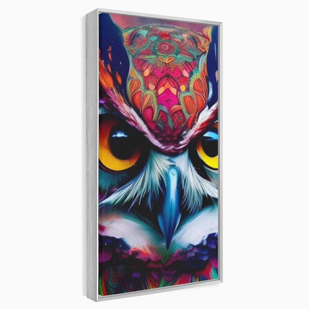 Tablou Canvas Premium, LuxCanva® M1019, Bufnita Tribala, Bufnita, Pasare, Simbol, Noapte, Tribal, Portret, Abstract, Culoare, Penaj, Birou, Living, Camera Copii