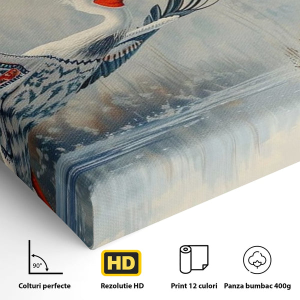 Tablou Canvas Premium, LuxCanva® M1020, Aripi Pierdute in Ceata, Pelican, Natura, Apa, Mlastina, Ceata, Aripi, Penaj, Pasare, Tribal, Birou, Living, Camera Copii