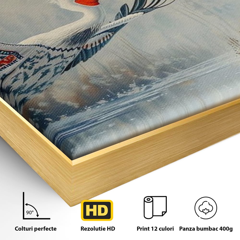Tablou Canvas Premium, LuxCanva® M1020, Aripi Pierdute in Ceata, Pelican, Natura, Apa, Mlastina, Ceata, Aripi, Penaj, Pasare, Tribal, Birou, Living, Camera Copii