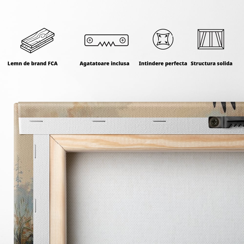 Tablou Canvas Premium, LuxCanva® M1020, Aripi Pierdute in Ceata, Pelican, Natura, Apa, Mlastina, Ceata, Aripi, Penaj, Pasare, Tribal, Birou, Living, Camera Copii