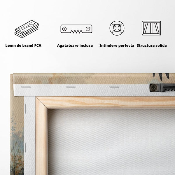 Tablou Canvas Premium, LuxCanva® M1020, Aripi Pierdute in Ceata, Pelican, Natura, Apa, Mlastina, Ceata, Aripi, Penaj, Pasare, Tribal, Birou, Living, Camera Copii