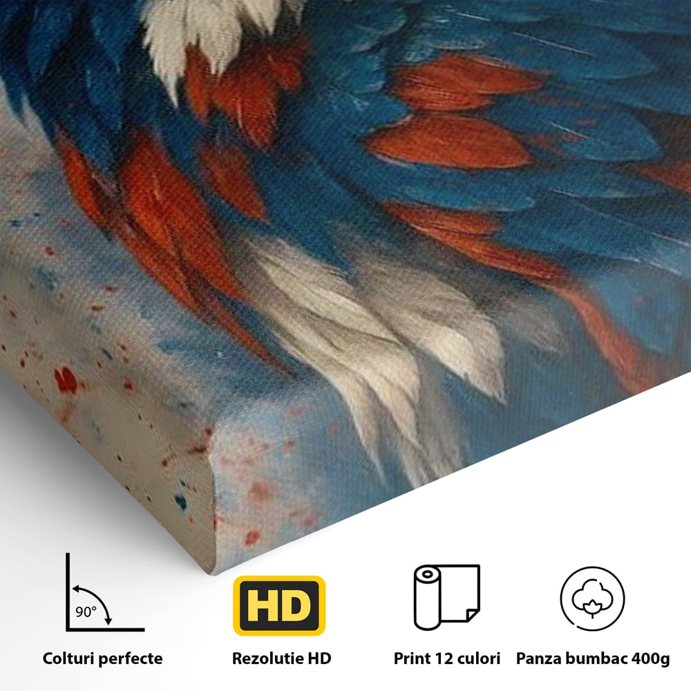 Leinwandbilder Premium, LuxCanva® M1021, Feuer und Eis Federn, Adler, Vogel, Freiheit, Kraft, Adler, Schnabel, Federn, Kontrast, Symbol, Büro, Wohnen, Kinderzimmer