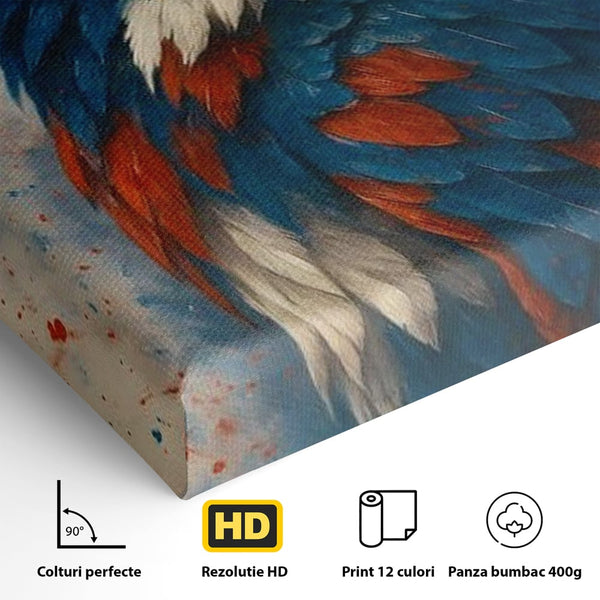 Leinwandbilder Premium, LuxCanva® M1021, Feuer und Eis Federn, Adler, Vogel, Freiheit, Kraft, Adler, Schnabel, Federn, Kontrast, Symbol, Büro, Wohnen, Kinderzimmer