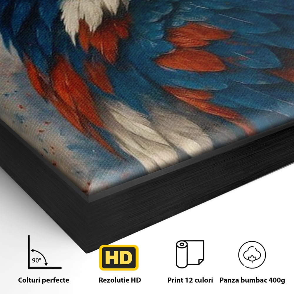Leinwandbilder Premium, LuxCanva® M1021, Feuer und Eis Federn, Adler, Vogel, Freiheit, Kraft, Adler, Schnabel, Federn, Kontrast, Symbol, Büro, Wohnen, Kinderzimmer