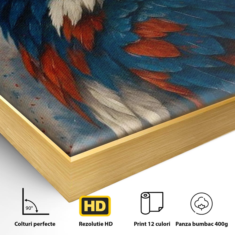 Leinwandbilder Premium, LuxCanva® M1021, Feuer und Eis Federn, Adler, Vogel, Freiheit, Kraft, Adler, Schnabel, Federn, Kontrast, Symbol, Büro, Wohnen, Kinderzimmer
