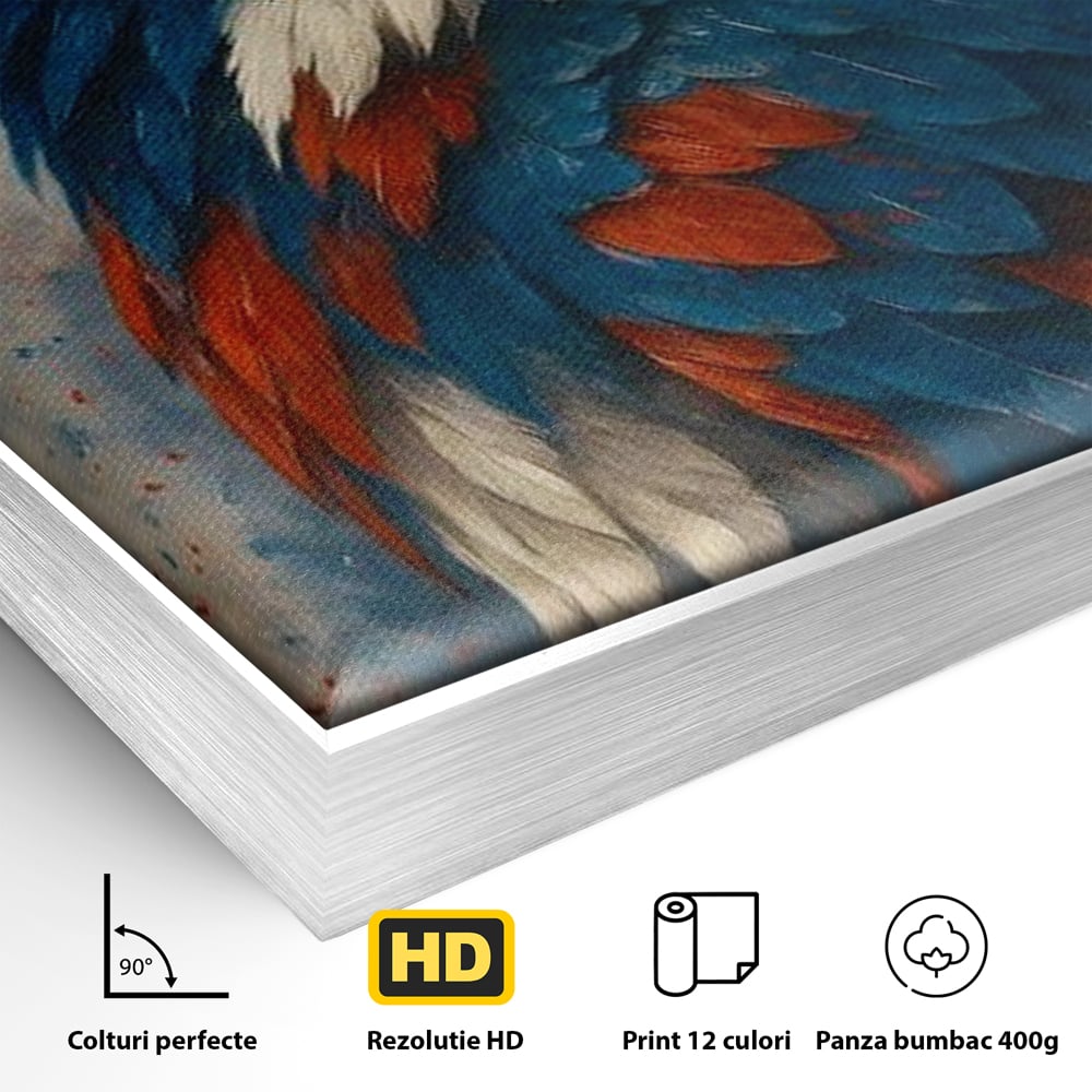 Leinwandbilder Premium, LuxCanva® M1021, Feuer und Eis Federn, Adler, Vogel, Freiheit, Kraft, Adler, Schnabel, Federn, Kontrast, Symbol, Büro, Wohnen, Kinderzimmer