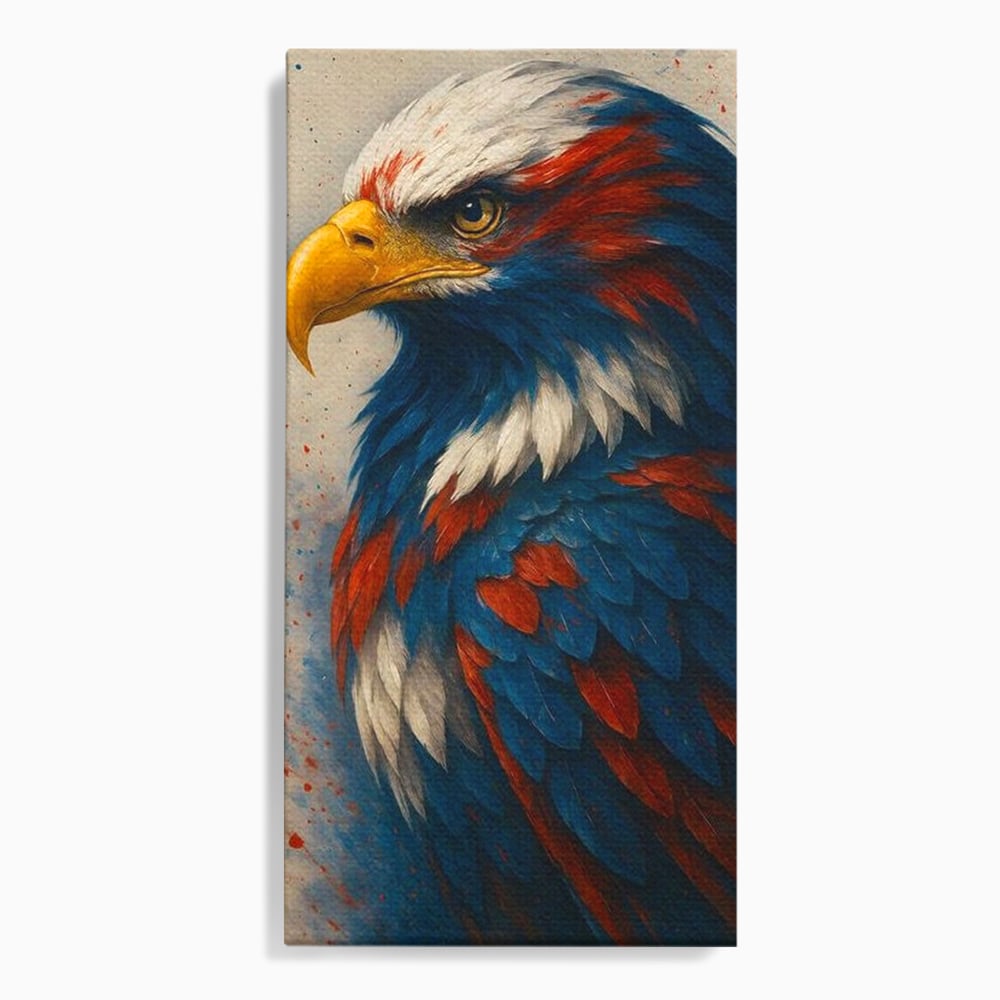 Leinwandbilder Premium, LuxCanva® M1021, Feuer und Eis Federn, Adler, Vogel, Freiheit, Kraft, Adler, Schnabel, Federn, Kontrast, Symbol, Büro, Wohnen, Kinderzimmer