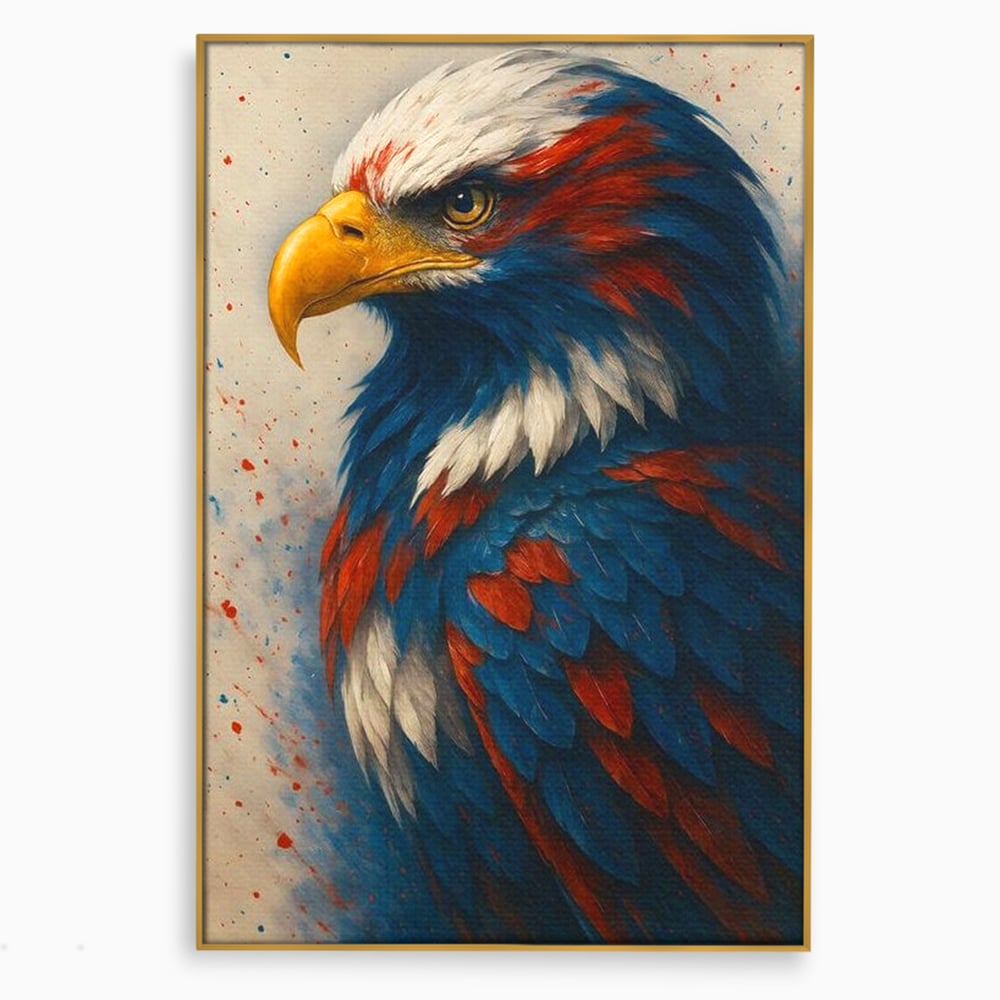 Leinwandbilder Premium, LuxCanva® M1021, Feuer und Eis Federn, Adler, Vogel, Freiheit, Kraft, Adler, Schnabel, Federn, Kontrast, Symbol, Büro, Wohnen, Kinderzimmer