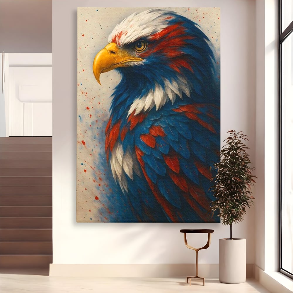 Leinwandbilder Premium, LuxCanva® M1021, Feuer und Eis Federn, Adler, Vogel, Freiheit, Kraft, Adler, Schnabel, Federn, Kontrast, Symbol, Büro, Wohnen, Kinderzimmer