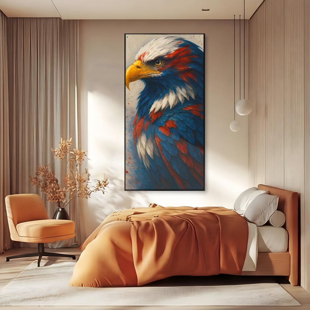 Leinwandbilder Premium, LuxCanva® M1021, Feuer und Eis Federn, Adler, Vogel, Freiheit, Kraft, Adler, Schnabel, Federn, Kontrast, Symbol, Büro, Wohnen, Kinderzimmer