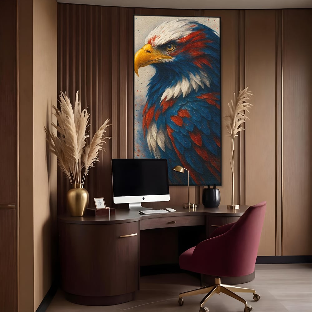 Leinwandbilder Premium, LuxCanva® M1021, Feuer und Eis Federn, Adler, Vogel, Freiheit, Kraft, Adler, Schnabel, Federn, Kontrast, Symbol, Büro, Wohnen, Kinderzimmer