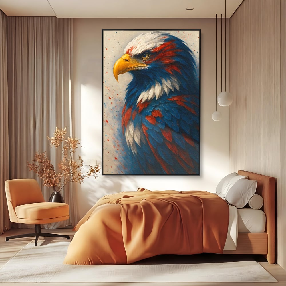 Leinwandbilder Premium, LuxCanva® M1021, Feuer und Eis Federn, Adler, Vogel, Freiheit, Kraft, Adler, Schnabel, Federn, Kontrast, Symbol, Büro, Wohnen, Kinderzimmer