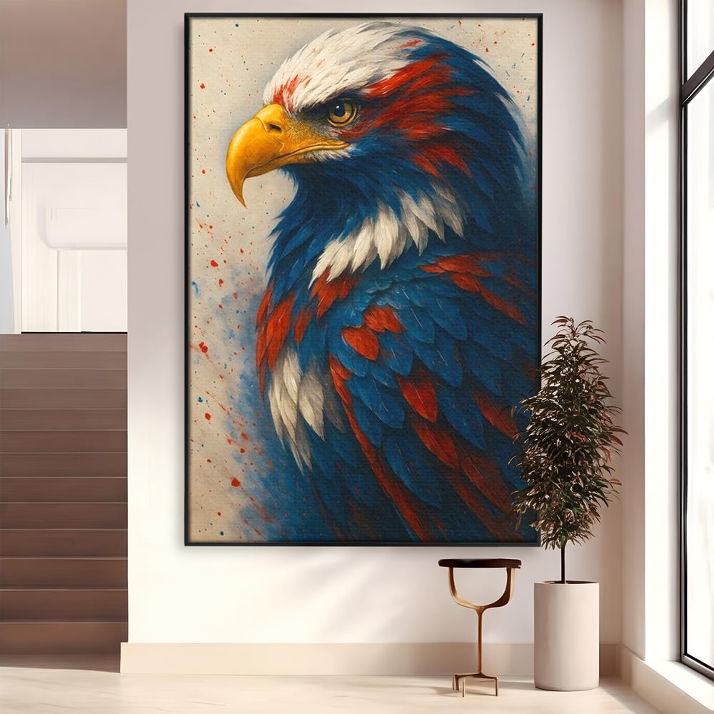 Leinwandbilder Premium, LuxCanva® M1021, Feuer und Eis Federn, Adler, Vogel, Freiheit, Kraft, Adler, Schnabel, Federn, Kontrast, Symbol, Büro, Wohnen, Kinderzimmer