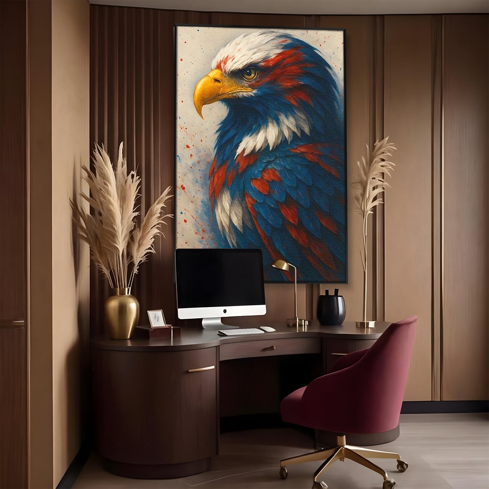 Leinwandbilder Premium, LuxCanva® M1021, Feuer und Eis Federn, Adler, Vogel, Freiheit, Kraft, Adler, Schnabel, Federn, Kontrast, Symbol, Büro, Wohnen, Kinderzimmer