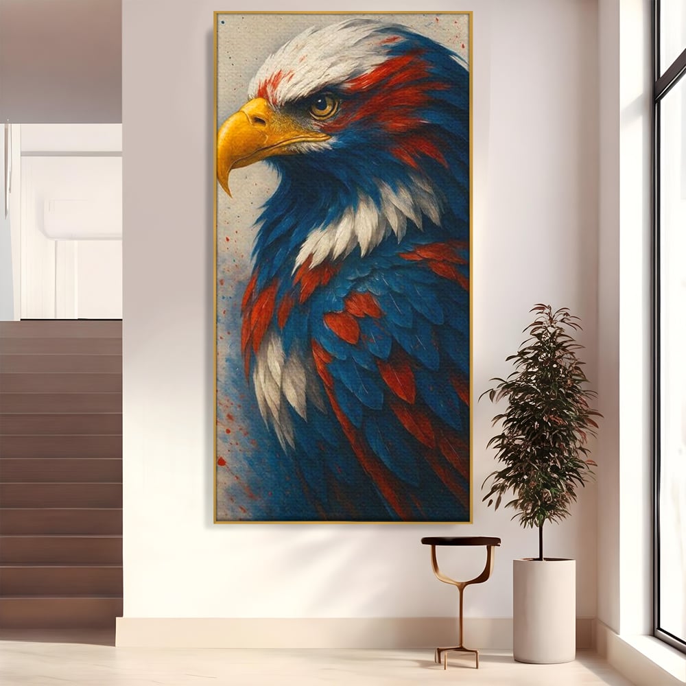 Leinwandbilder Premium, LuxCanva® M1021, Feuer und Eis Federn, Adler, Vogel, Freiheit, Kraft, Adler, Schnabel, Federn, Kontrast, Symbol, Büro, Wohnen, Kinderzimmer
