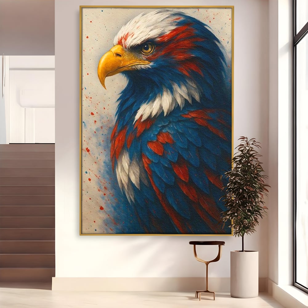 Leinwandbilder Premium, LuxCanva® M1021, Feuer und Eis Federn, Adler, Vogel, Freiheit, Kraft, Adler, Schnabel, Federn, Kontrast, Symbol, Büro, Wohnen, Kinderzimmer
