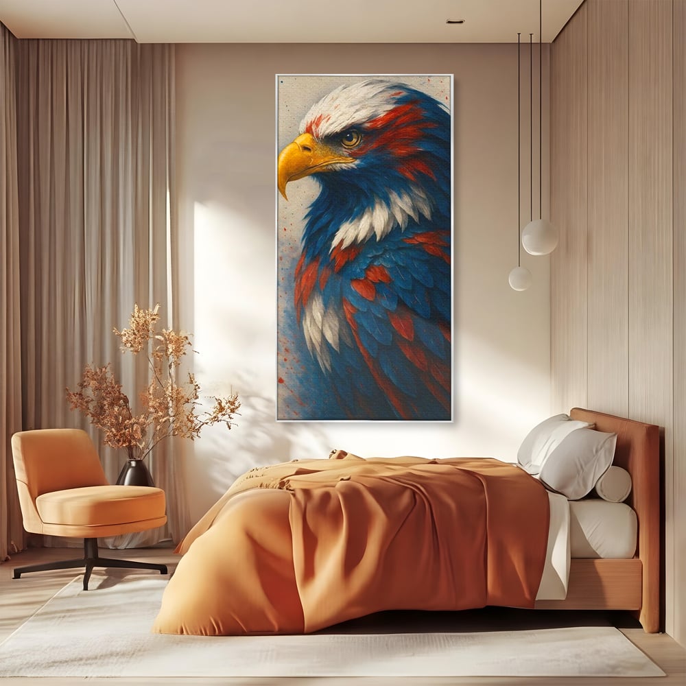 Leinwandbilder Premium, LuxCanva® M1021, Feuer und Eis Federn, Adler, Vogel, Freiheit, Kraft, Adler, Schnabel, Federn, Kontrast, Symbol, Büro, Wohnen, Kinderzimmer
