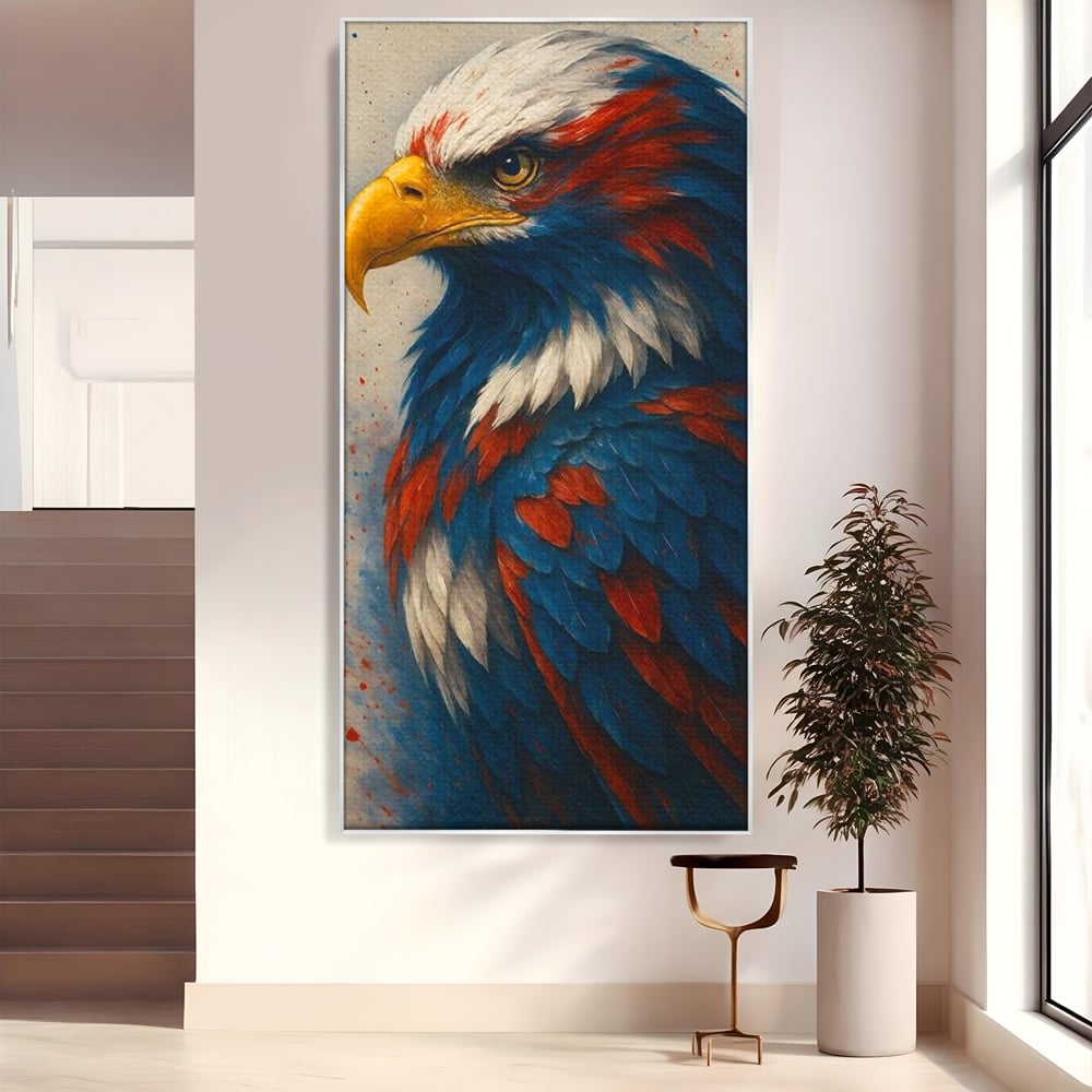 Leinwandbilder Premium, LuxCanva® M1021, Feuer und Eis Federn, Adler, Vogel, Freiheit, Kraft, Adler, Schnabel, Federn, Kontrast, Symbol, Büro, Wohnen, Kinderzimmer