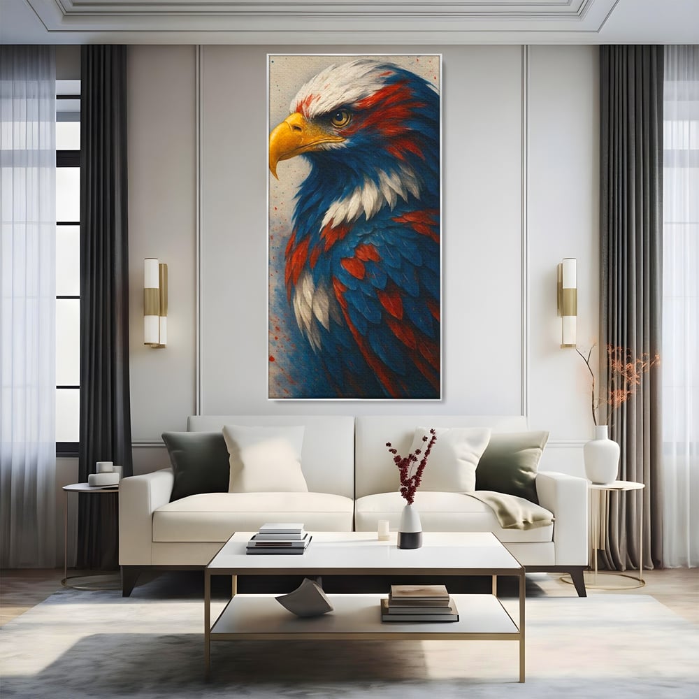 Leinwandbilder Premium, LuxCanva® M1021, Feuer und Eis Federn, Adler, Vogel, Freiheit, Kraft, Adler, Schnabel, Federn, Kontrast, Symbol, Büro, Wohnen, Kinderzimmer