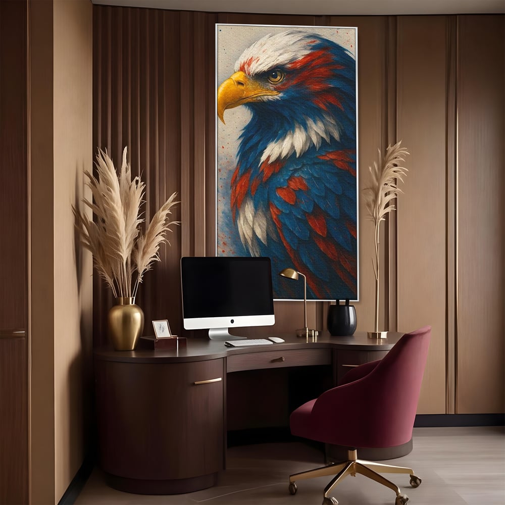Leinwandbilder Premium, LuxCanva® M1021, Feuer und Eis Federn, Adler, Vogel, Freiheit, Kraft, Adler, Schnabel, Federn, Kontrast, Symbol, Büro, Wohnen, Kinderzimmer
