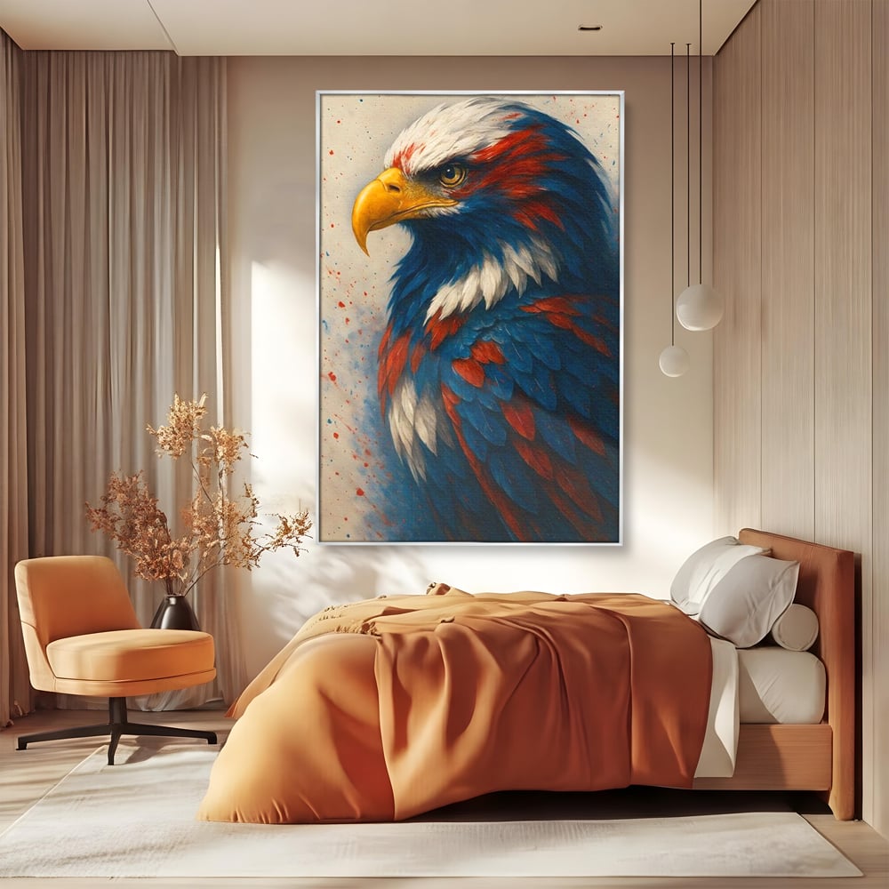 Leinwandbilder Premium, LuxCanva® M1021, Feuer und Eis Federn, Adler, Vogel, Freiheit, Kraft, Adler, Schnabel, Federn, Kontrast, Symbol, Büro, Wohnen, Kinderzimmer