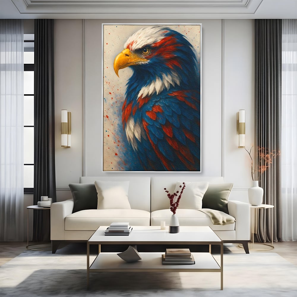 Leinwandbilder Premium, LuxCanva® M1021, Feuer und Eis Federn, Adler, Vogel, Freiheit, Kraft, Adler, Schnabel, Federn, Kontrast, Symbol, Büro, Wohnen, Kinderzimmer