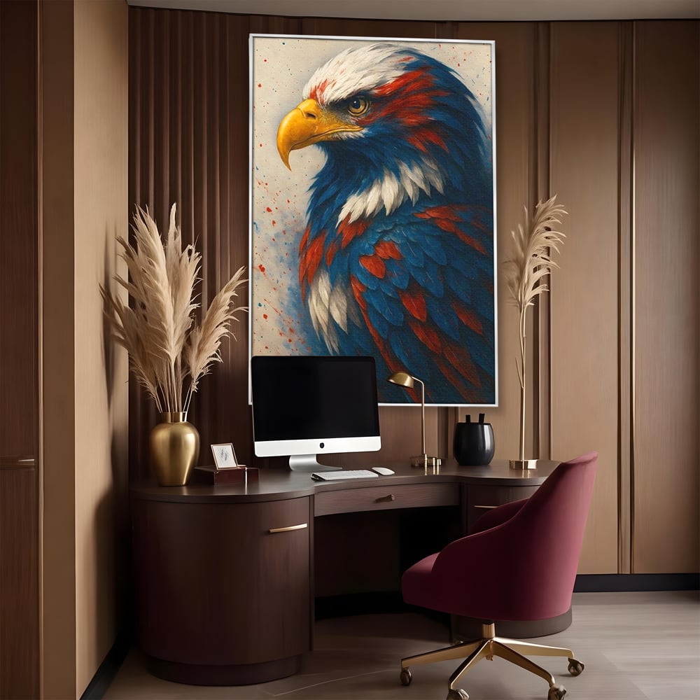 Leinwandbilder Premium, LuxCanva® M1021, Feuer und Eis Federn, Adler, Vogel, Freiheit, Kraft, Adler, Schnabel, Federn, Kontrast, Symbol, Büro, Wohnen, Kinderzimmer