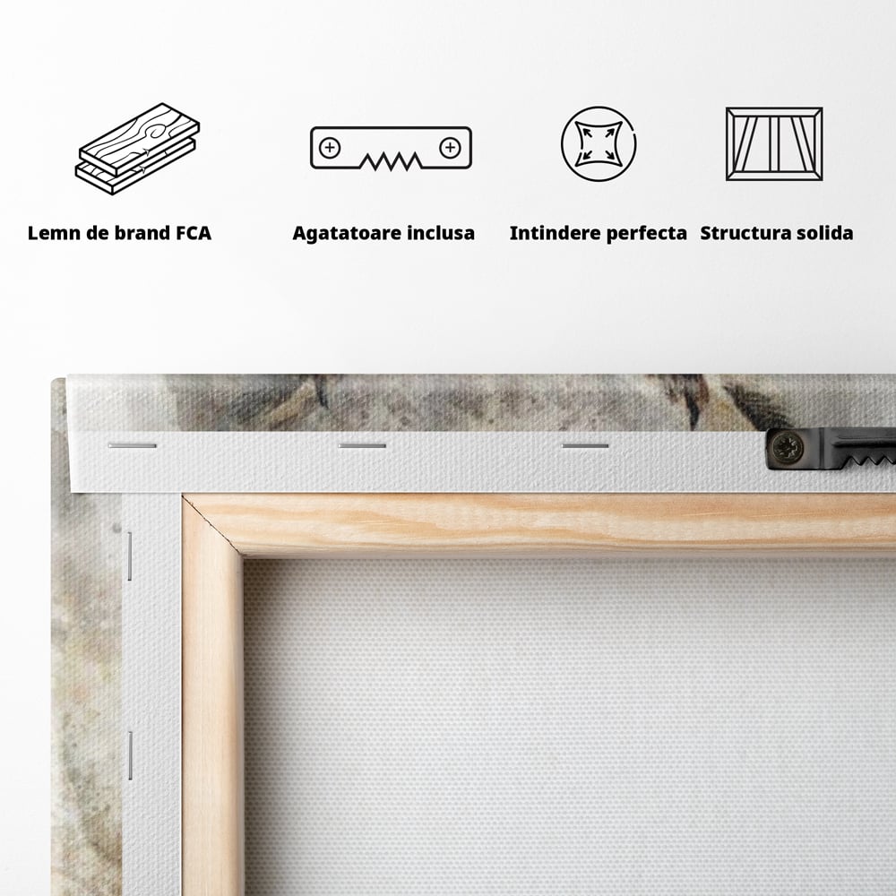 Tablou Canvas Premium, LuxCanva® M1022, Bufnita Pictata in Ceata, Bufnita, Pasare, Intelepciune, Mister, Privire, Penaj, Minimalist, Birou, Living, Camera Copii
