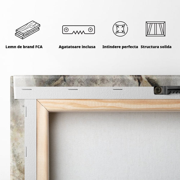 Tablou Canvas Premium, LuxCanva® M1022, Bufnita Pictata in Ceata, Bufnita, Pasare, Intelepciune, Mister, Privire, Penaj, Minimalist, Birou, Living, Camera Copii
